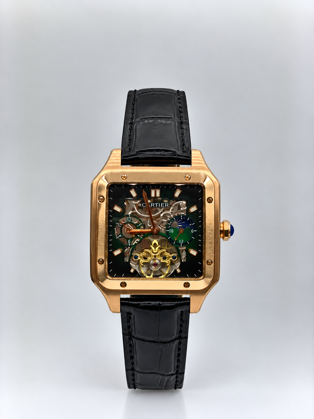 Cartier Santos Skeleton Tourbillon Gold And Green