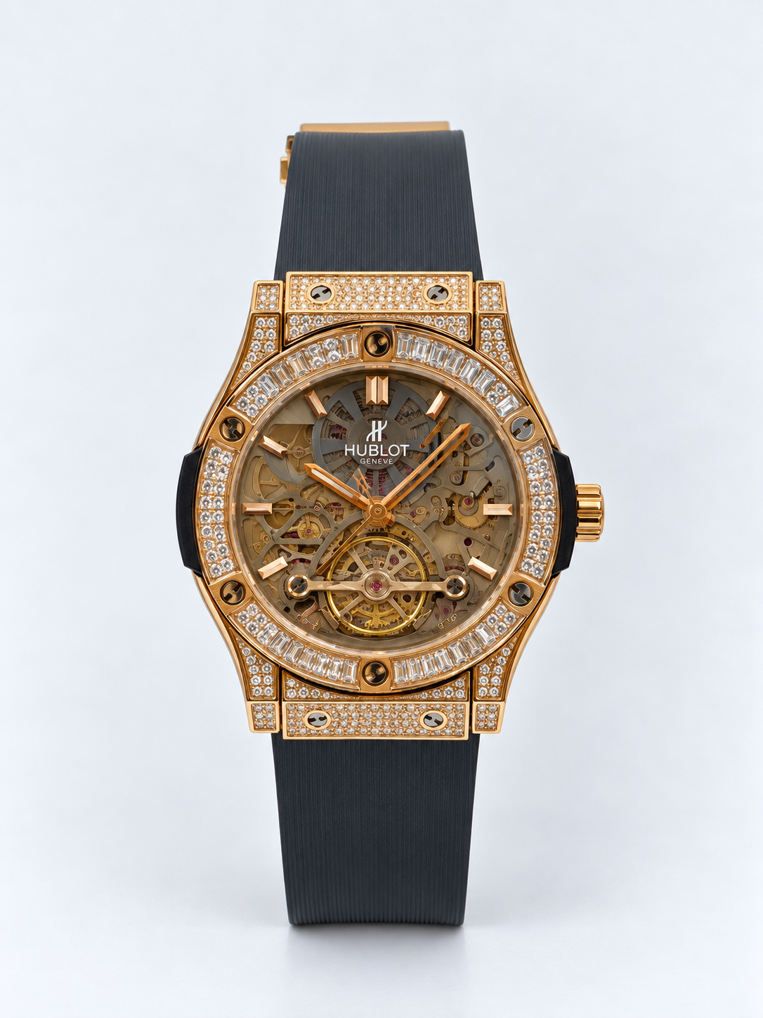 Hublot Classic Fusion Skeleton King Gold Diamonds