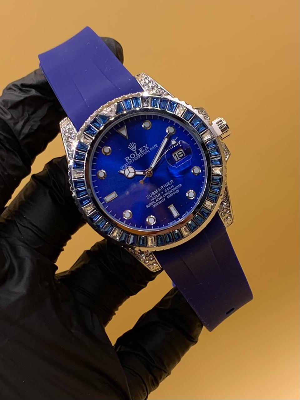 Men Rolex Manual Sumbariner Date With RUBY STONE