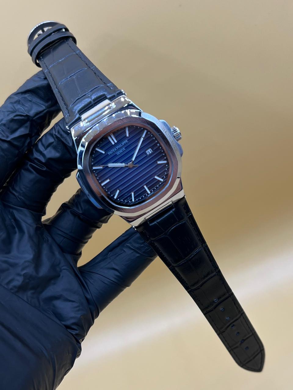 Men Watch Patek Phillipe Manual Leather Strap