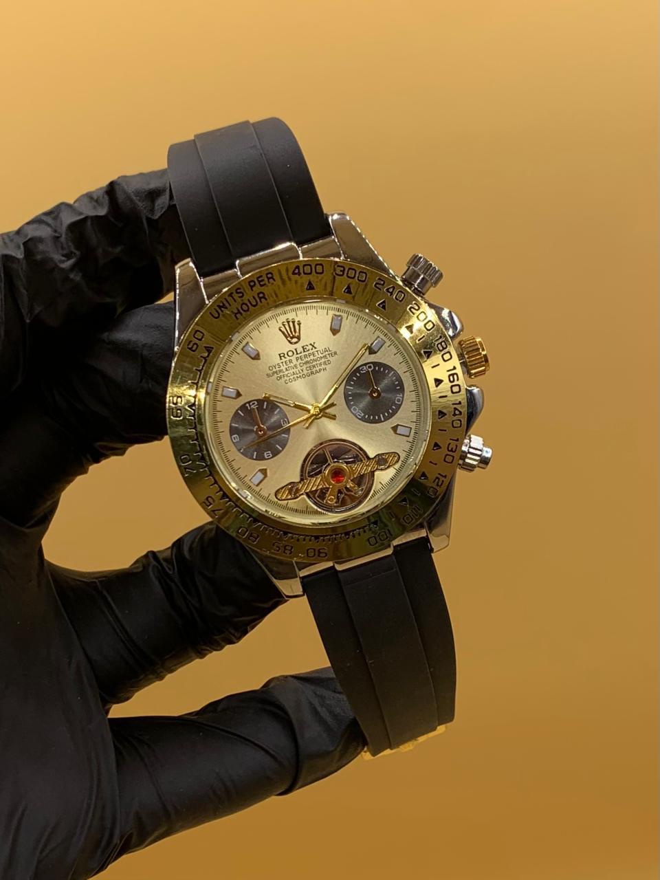 Men Rolex Watch Semi Auto Rubber Strap