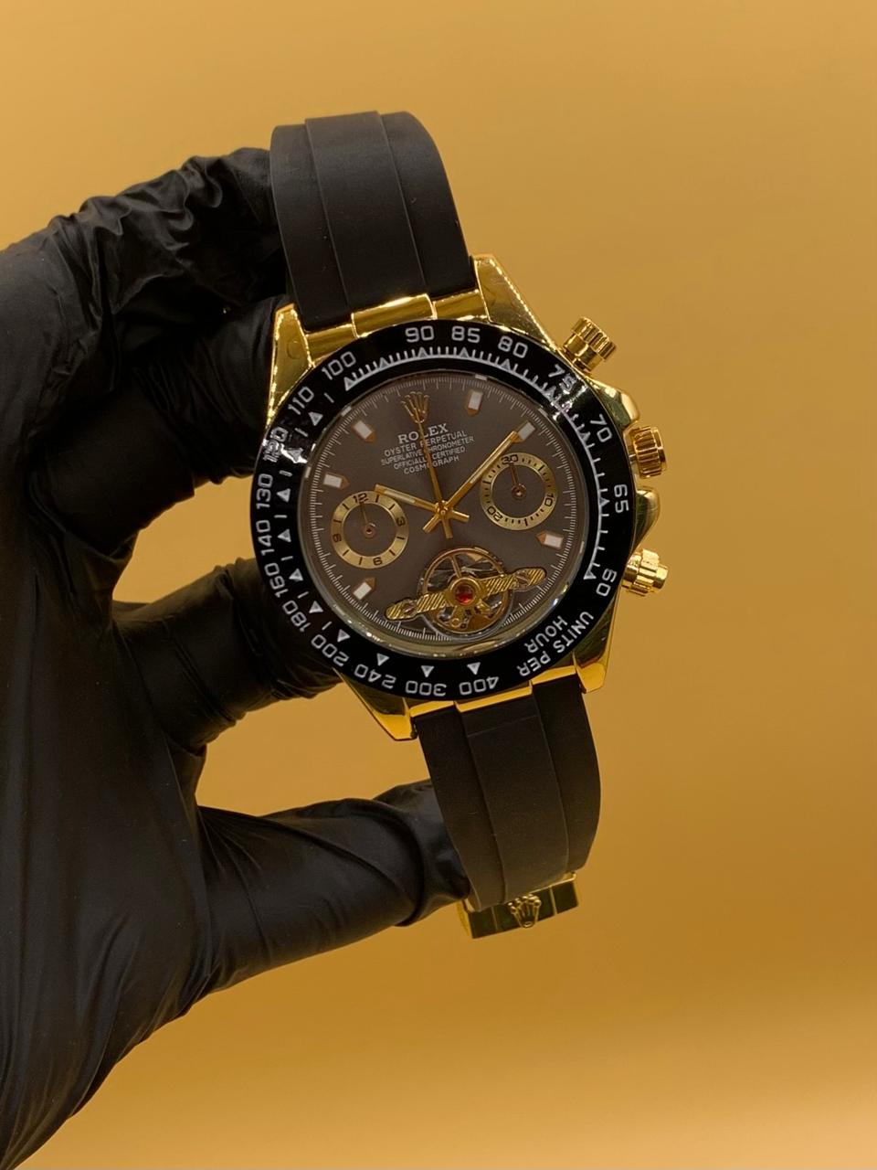 Men Rolex Watch Semi Auto Manual Rubber Strap