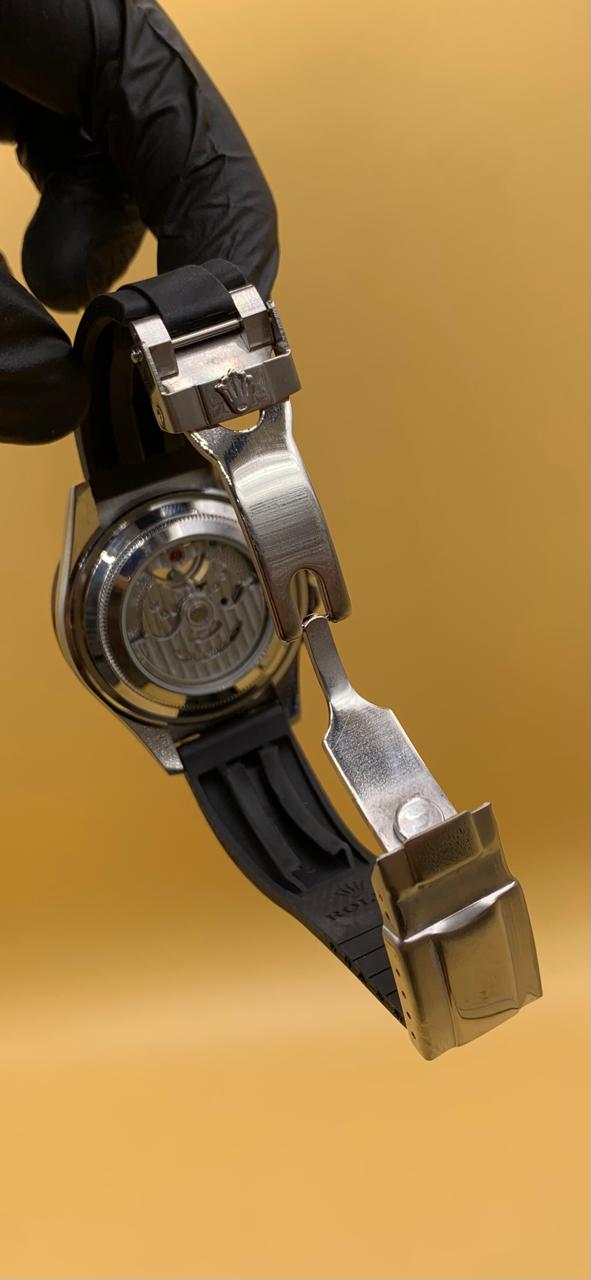 Men Rolex Watch Semi Auto Manual Rubber Strap